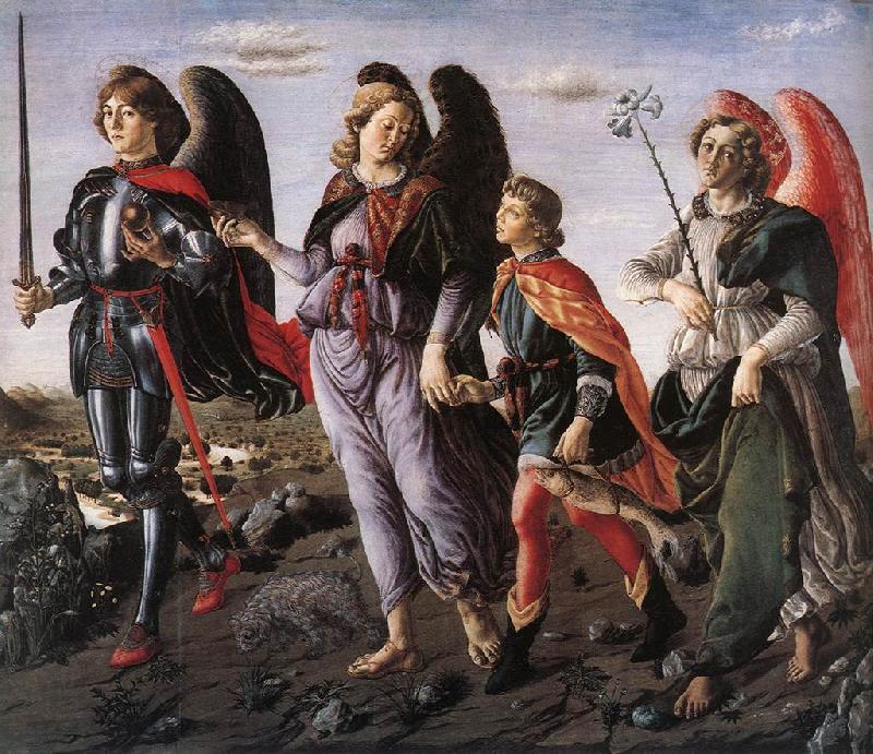 BOTTICINI, Francesco The Three Archangels with Tobias f Germany oil painting art